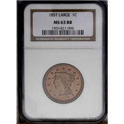 1857 1C Large Date MS63 Red and Brown NGC. N-1, R.1. G