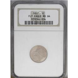 1857 1C MS64 NGC. An especially well struck example of