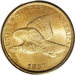 1857 1C MS66 PCGS. The lustrous tan-gold surfaces are