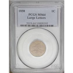 1858 1C Large Letters MS64 PCGS. High Leaves, Closed E