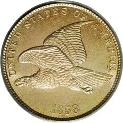 1858 1C Large Letters MS65 PCGS. Low Leaves, Closed E.