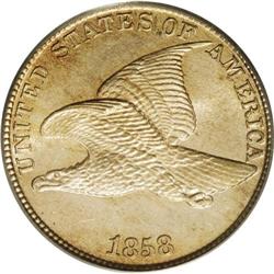 1858 1C Large Letters MS65 PCGS. High Leaves, Closed E