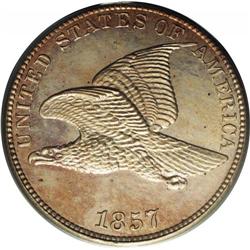 1857 1C PR64 PCGS. Snow-1. One of three dies known tha