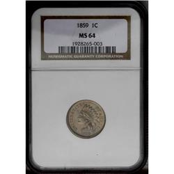 1859 1C MS64 NGC. Generally light in color, closely re