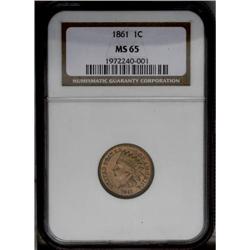 1861 1C MS65 NGC. The strike on this lower mintage Cop
