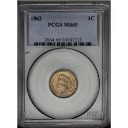 1862 1C MS65 PCGS. A flashy honey-tan representative t