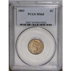1863 1C MS65 PCGS. Warm golden-tan patina is imbued wi