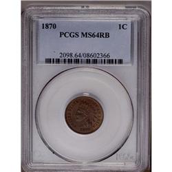 1870 1C MS64 Red and Brown PCGS. An appealing red and
