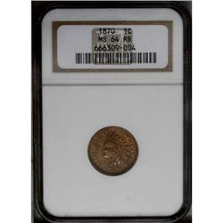 1870 1C MS64 Red and Brown NGC. The obverse features a