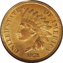 1872 1C MS65 Red PCGS. The 1872 is a scarce, semi-key