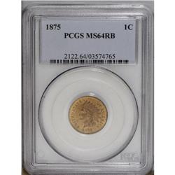 1875 1C MS64 Red and Brown PCGS. Golden-tan surfaces a