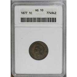 1877 1C VG10 ANACS. Light brown surfaces are accented