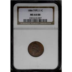 1886 1C Type Two MS64 Red and Brown NGC. A trifle mush