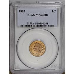 1887 1C MS64 Red PCGS. Lustrous surfaces display shade