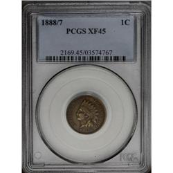 1888/7 1C XF45 PCGS. FS-010, Snow-1. The base of the u