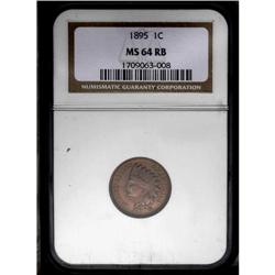 1895 1C MS64 Red and Brown NGC. Satiny luster and attr