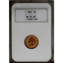 1901 1C MS65 Red NGC. Deep brick-red color is radiated