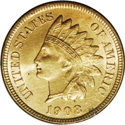 1908-S 1C MS65 Red PCGS. Fully brilliant with frosty y