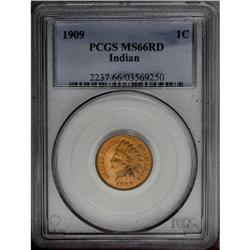 1909 1C MS66 Red PCGS. This final year Indian cent exh