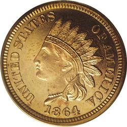 1864 1C Bronze PR64 Red Cameo PCGS. The 1864 Bronze ce