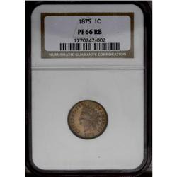 1875 1C PR66 Red and Brown NGC. Deep steel-blue patina