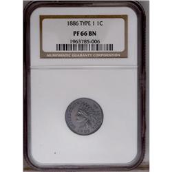 1886 1C Type One PR66 Brown NGC. Intricately detailed