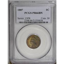 1887 1C PR66 Brown PCGS. Highly lustrous, golden-brown