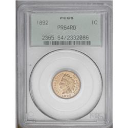 1892 1C PR64 Red PCGS. A meticulously struck fire-red