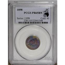 1898 1C PR65 Brown PCGS. Eagle Eye Photo Seal, card in