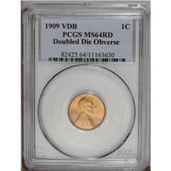 1909 VDB 1C Doubled Die Obverse MS64 Red PCGS. The dou