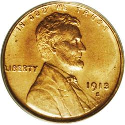 1913-S 1C MS65 Red PCGS. With a mintage of 6,101,000 p