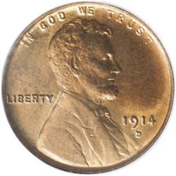 1914-D 1C MS65 Red PCGS. The key date among early Linc