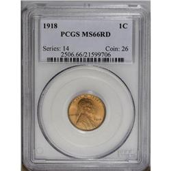 1918 1C MS66 Red PCGS. Well struck and highly lustrous