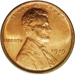 1919-D 1C MS65 Red PCGS. Light brick Red throughout wi