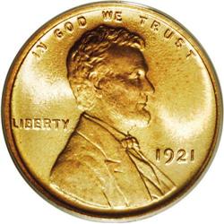 1921 1C MS66 Red PCGS. A blazing Red coin that boasts