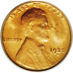 1925-S 1C MS64 Red PCGS. Brick Red and lustrous throug