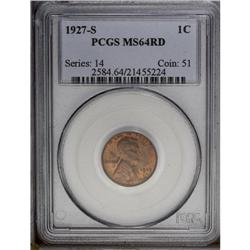 1927-S 1C MS64 Red PCGS. A bold striking for this cond