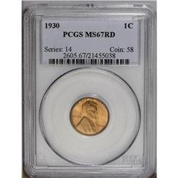 1930 1C MS67 Red PCGS. A blazing Gem with subtle crims