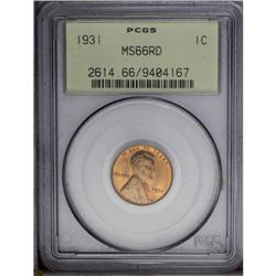 1931 1C MS66 Red PCGS. Sharply defined with full mint