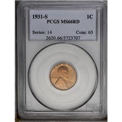 1931-S 1C MS66 Red PCGS. A lustrous Gem that has a sha