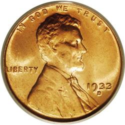 1933-D 1C MS67 Red PCGS. Vibrant mint color throughout