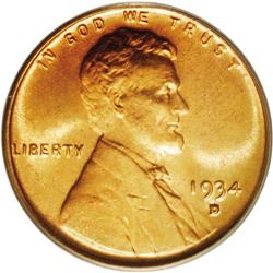 1934-D 1C MS67 Red PCGS. A stunning Superb Gem of this