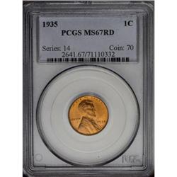 1935 1C MS67 Red PCGS, a meticulously struck and fully