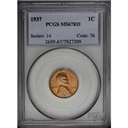 1937 1C MS67 Red PCGS, well struck, vibrant luster, bl