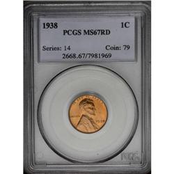 1938 1C MS67 Red PCGS, precisely struck, bright peach-