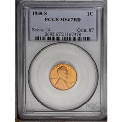 1940-S 1C MS67 Red PCGS. The surfaces are covered with