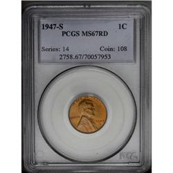 1941-S 1C MS67 Red PCGS, Small S, deep orange-red colo