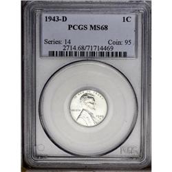 1943-D 1C MS68 PCGS. Fully struck with bright, smooth