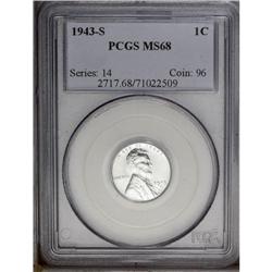 1943-S 1C MS68 PCGS. Bright gleaming luster with a vir