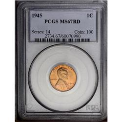 1945 1C MS67 Red PCGS. A beautiful, well struck exampl